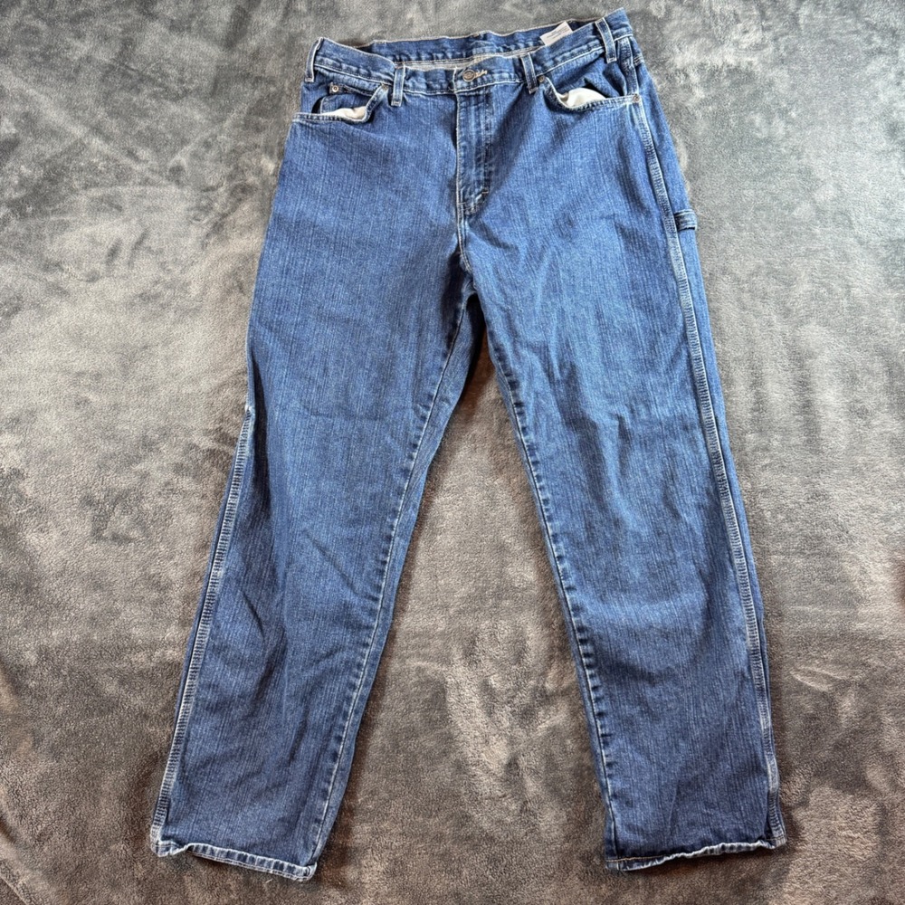 Dickies Mens Blue Jeans 34x32 Denim Carpenter Hammer Loop Utility Workwear Pants